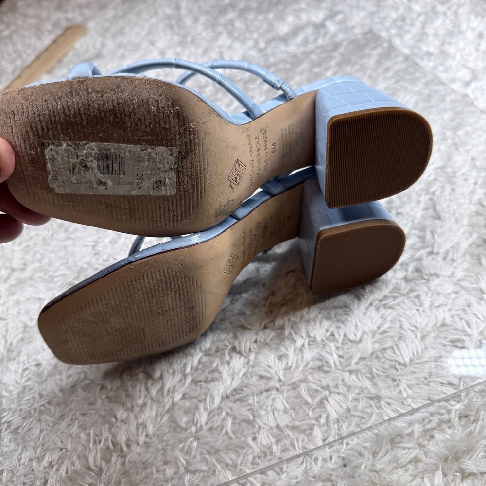 Antonio Melani Heels Women's 5M Light Blue Croc Block Heel Thong Sandals Party - Picture 8 of 13